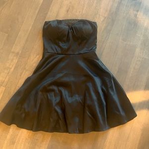 black strapless dress with mesh